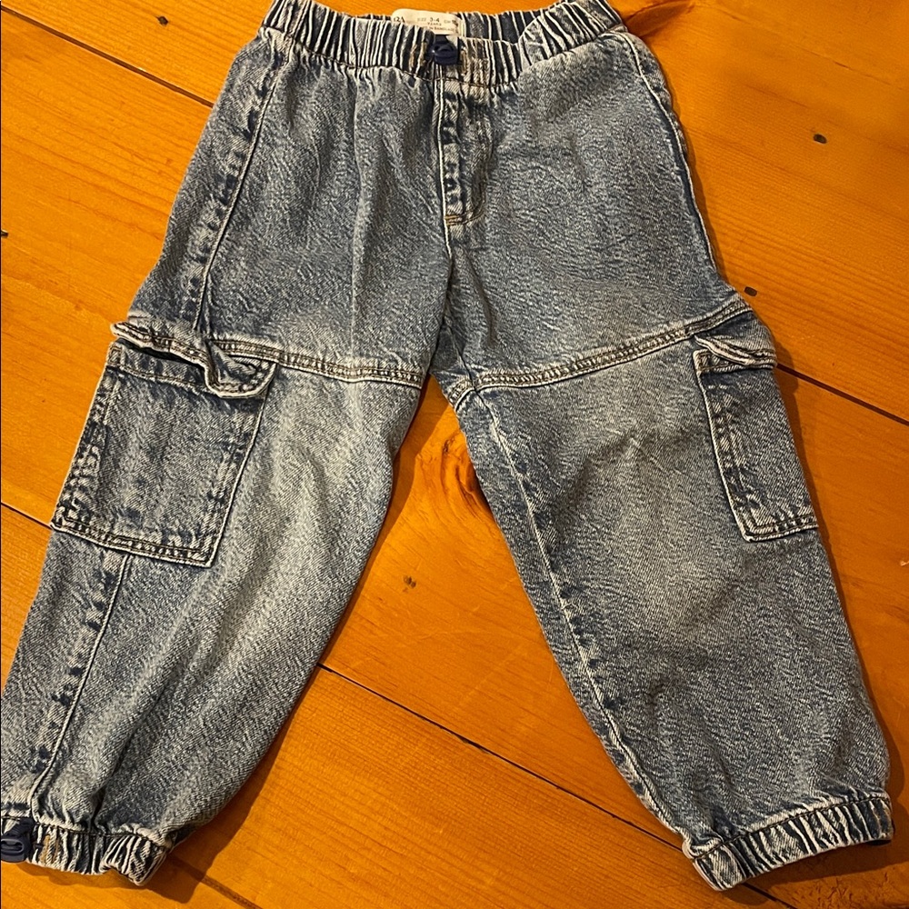 Zara Denim Elastic Waist Pants